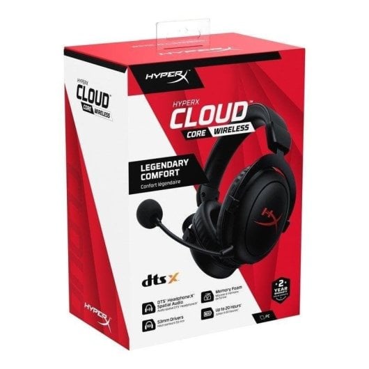 Auriculares HyperX Cloud Core Wireless Inalámbricos USB para Gaming com Cancelamento de Ruído Pretos