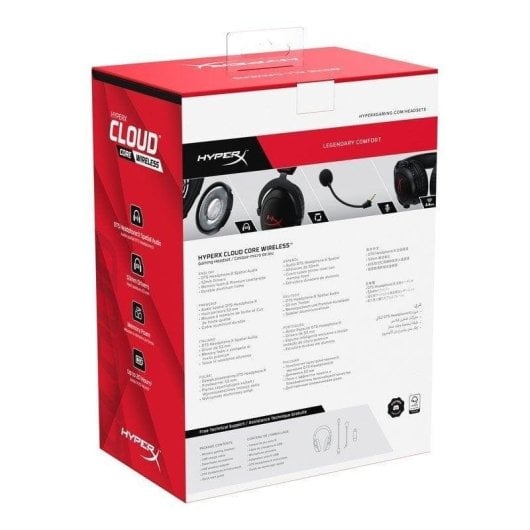 Auriculares HyperX Cloud Core Wireless Inalámbricos USB para Gaming com Cancelamento de Ruído Pretos