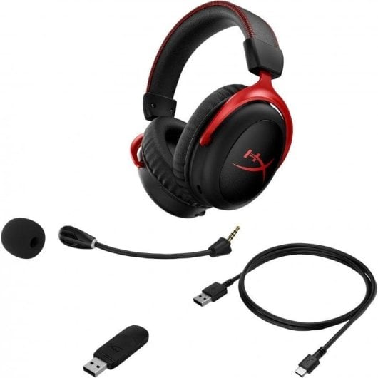 Auricolari HyperX Cloud II Wireless con cancellazione rumore, Gaming 2.4GHz Nero/Rosso