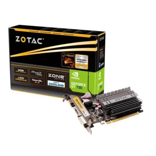 Carte Graphique Zotac GeForce GT 730 2GB GDDR3 PCIe x16 Refroidissement Passif