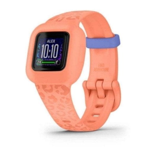 Garmin Vivofit Jr. 3 Bluetooth 0.55" MIP Peach Leopard Étanche 5 ATM Suivi Sommeil Enfant