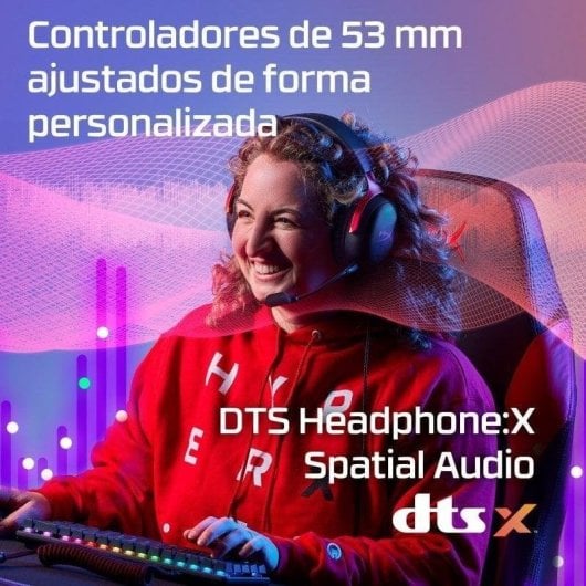Auriculares HyperX Cloud III com fios USB-C/USB-A/Jack Cancelamento de Ruído Gaming DTS Headphone:X Preto e Vermelho