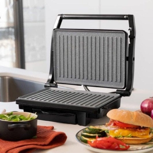 Kontaktgrill Cecotec Rock’nGrill Dark 1000 Antihaft Steinplatte 1000W Höhenverstellbar