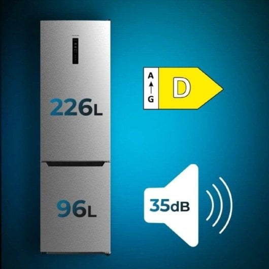 Frigorífico Combi Cecotec Bolero CoolMarket Combi 322 Inox D Total No Frost 185cm 322L D Inox