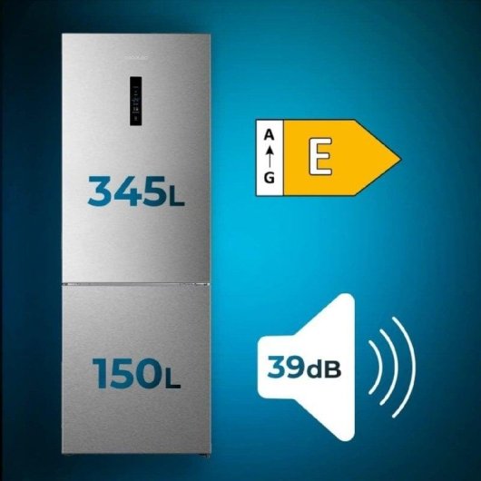 Frigorífico Combi Cecotec Bolero CoolMarket Combi 495 Inox Total No Frost 200cm 495L E Inox