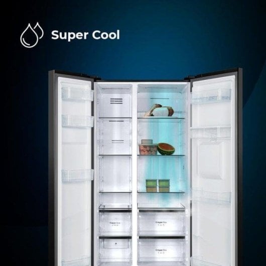 Frigorífico Americano Cecotec Bolero CoolMarket SBS 550 Glass Total No Frost 177cm 550L E Preto