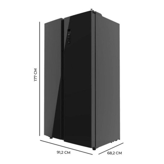 Frigorífico Americano Cecotec Bolero CoolMarket SBS 550 Glass Total No Frost 177cm 550L E Preto