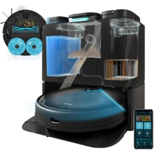 Aspirador Robô com Mopa Cecotec Conga 11090 Spin Revolution Home&Wash Com Esvaziamento Automatico Navegação Laser 5.000 Pa