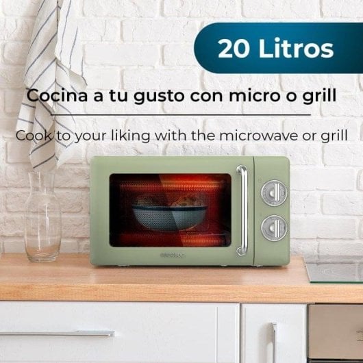Microonde Cecotec ProClean 3110 Retro 20L 700W con Grill e Design Vintage