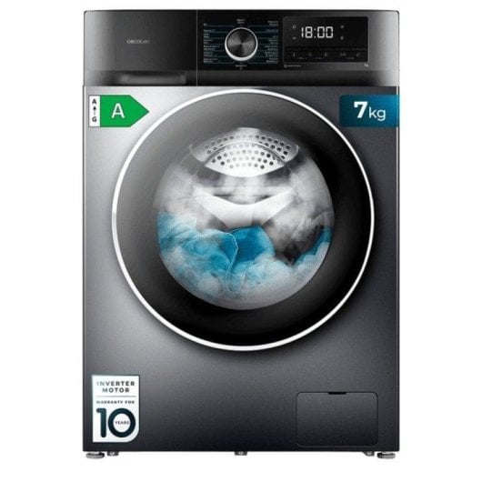 Máquina de Lavar Roupa Cecotec Bolero DressCode 7500 Inverter 7 kg 1400 rpm A Aço Inox SteamMax