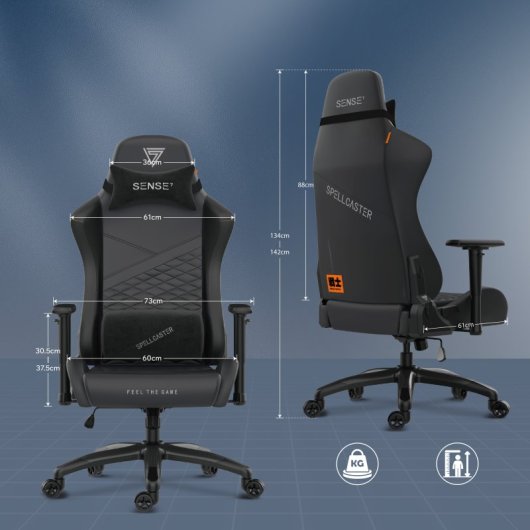 SENSE7 Spellcaster Senshi Edition XL Silla Gaming de Ecopiel Ergonómico Soporte Lumbar Negra