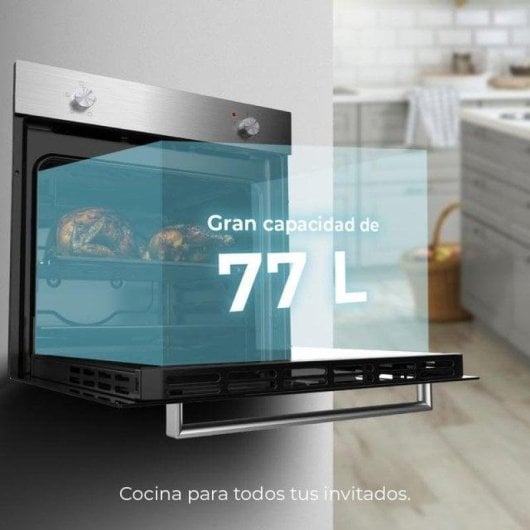 Horno elétrico Cecotec Bolero Hexa C126000 Mirror 77L Inox com vapor e limpeza fácil