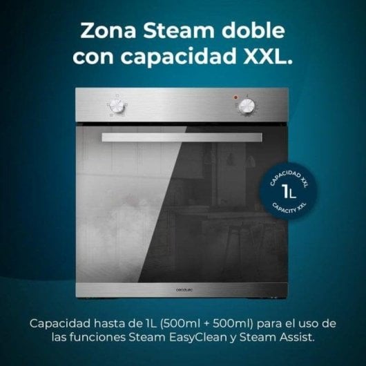 Horno elétrico Cecotec Bolero Hexa C126000 Mirror 77L Inox com vapor e limpeza fácil