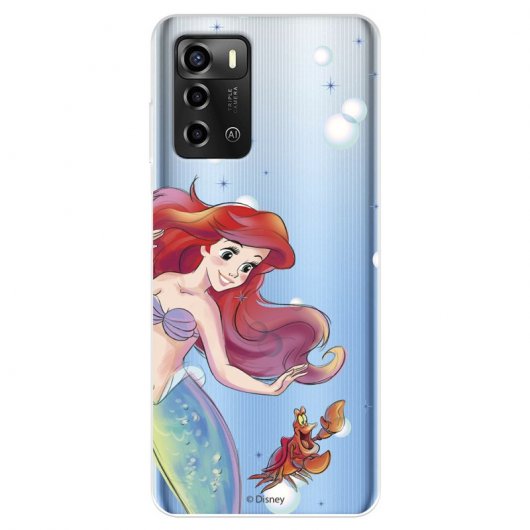 Funda Para Zte Blade A72 Oficial De Disney Ariel Y Sebastián Burbujas