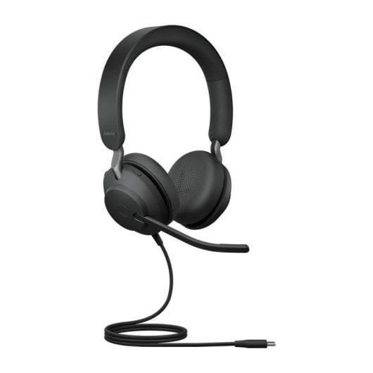Auriculaires Jabra Evolve2 40 SE filaires USB-C pour appels et musique avec Busylight et réduction de bruit passive noirs