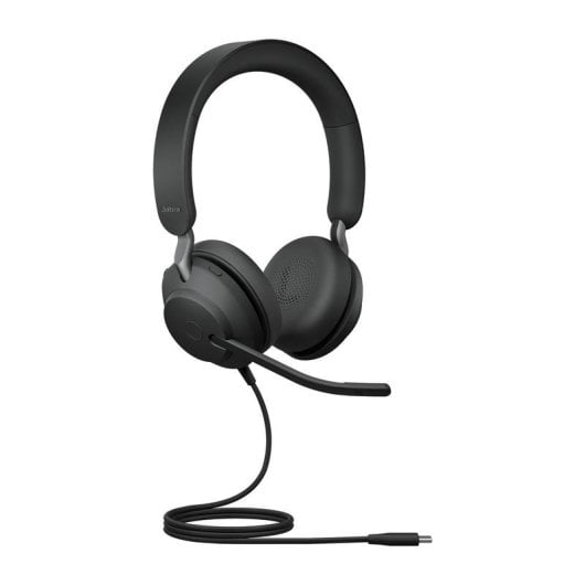 Auriculaires Jabra Evolve2 40 SE filaires USB-C pour appels et musique avec Busylight et réduction de bruit passive noirs