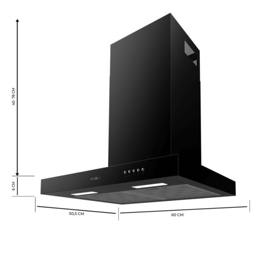 Campana extractora Cecotec Bolero Flux TM 606500 Filtraggio 60cm LED, filtro carbone