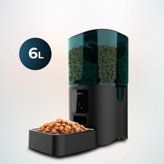 Comedouro Automático Cecotec Pumba 6000 Purrfect Meal Smart Wi-Fi 6L Aço Inoxidável