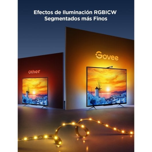 Govee TV Rétroéclairage 3 Lite Bande LED RGBIC+W WiFi/Bluetooth avec caméra pour téléviseurs 55"-65"