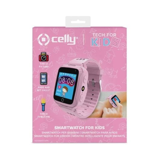 Celly Kidswatch Bluetooth GPS 1.44" Display Colore Rosa IP67 Smartwatch Bambini