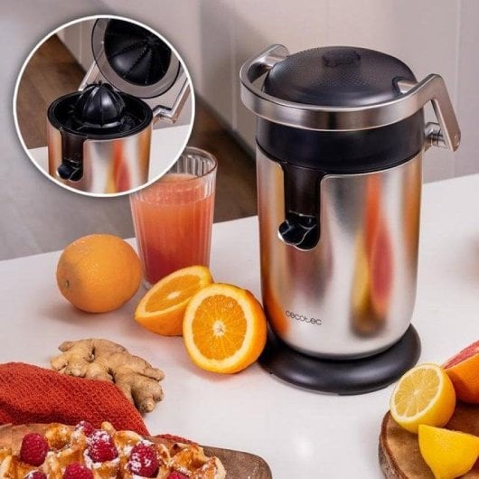 Espremedor Cecotec Xqueeze Bullet Pro 600W Braço Aço Inox Filtro Plástico