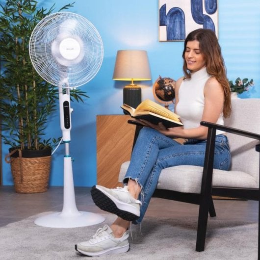 Cecotec EnergySilence 1600 Moskito Ventilador de Pie con Mando a Distancia 65W Blanco