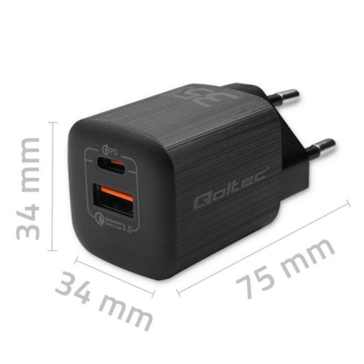 Fonte de Alimentacao Qoltec 35W Modelo 50764 Carregamento Rapido Ultra Charge Preto