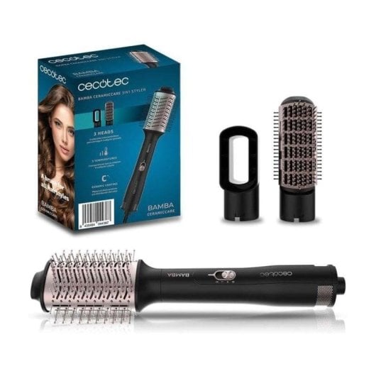 Styler Cecotec Bamba CeramicCare 3in1 Rosa Schwarz Keramik 3 Köpfe Kabel 1,6 m
