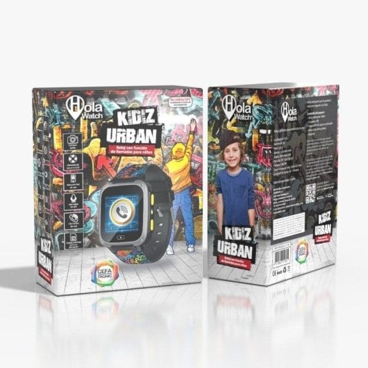 Cefa Toys Hola Watch Urban 2G 1,4" TFT Preto IP66 SOS Compatível Android iOS Crianças