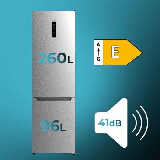 Frigorífico Combi Cecotec Bolero CoolMarket Combi 356 Inox E Total No Frost 200cm 356L E Inox