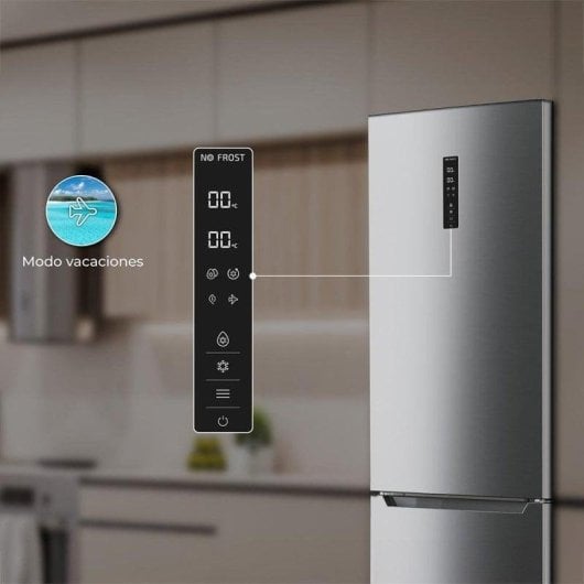 Frigorífico Combi Cecotec Bolero CoolMarket Combi 356 Inox E Total No Frost 200cm 356L E Inox