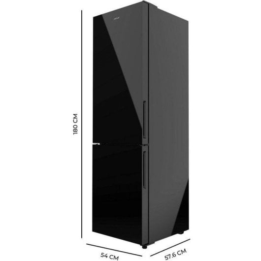 Frigorífico Combi Cecotec Bolero CoolMarket Combi 250 Black Glass E Total No Frost 180cm 250L E Preto Porta Reversível