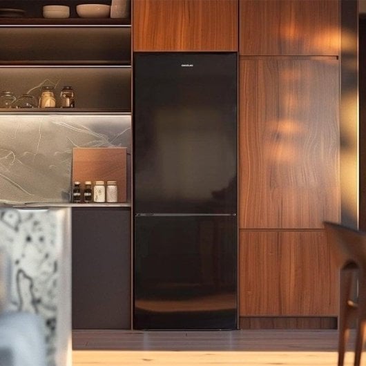 Frigorífico Combi Cecotec Bolero CoolMarket Combi 250 Black Glass E Total No Frost 180cm 250L E Preto Porta Reversível