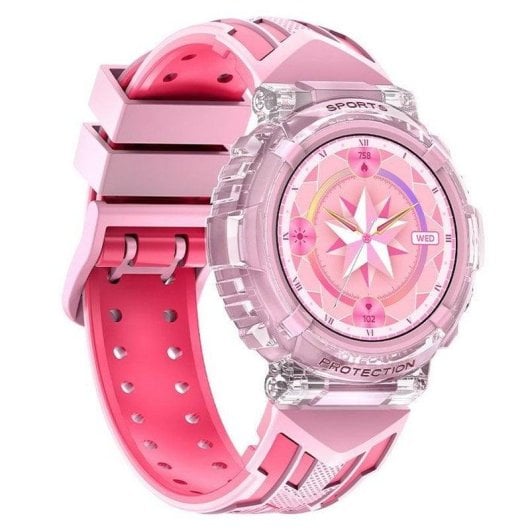 Montre Connectée Cool Clever Bluetooth 45mm TFT Rose Étanche IP67 SpO2 Pulsomètre Taille Unique