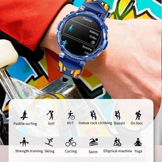 Cool Clever Bluetooth 45mm TFT Noir/Rouge Taille Unique Etanche IP67 Spo2 Pulsomètre Appels