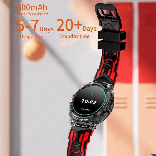 Cool Clever Bluetooth 45mm TFT Noir/Rouge Taille Unique Etanche IP67 Spo2 Pulsomètre Appels