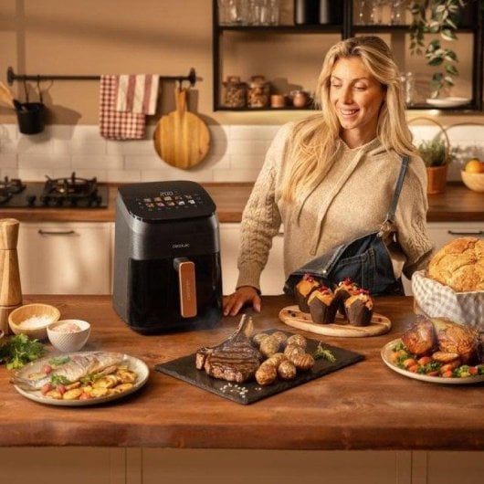 Freidora de aire Cecotec Cecofry&Grill Smokin' 4500 4.5L 1900W mit Doppeltgrill und Räucherfunktion