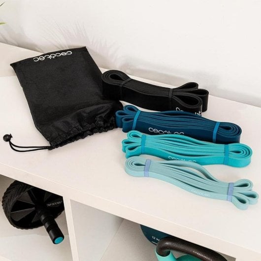 Fitnessband Cecotec DrumFit Power Band Set 4er-Set Latex 15-60 kg Blau/Schwarz