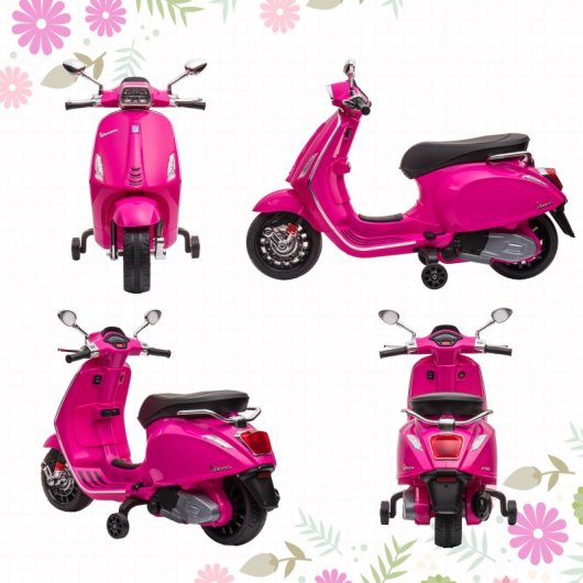 Aiyaplay icencia Vespa Moto Eléctrica Para Niños De +3 Años Con Rosa