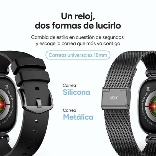 Ksix Smartwatch Iria Bluetooth 43mm AMOLED Noir Gris IP68 SpO2 Pulsomètre Appels
