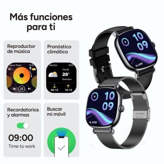 Ksix Smartwatch Iria Bluetooth 43mm AMOLED Noir Gris IP68 SpO2 Pulsomètre Appels