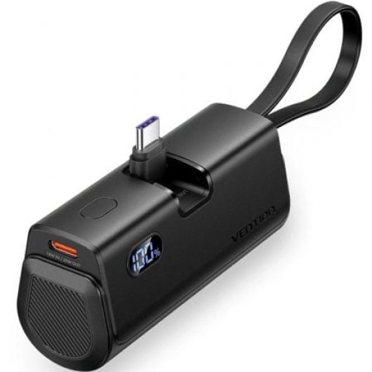 Vention FHQB0 Powerbank 4800mAh 22,5W Mini LED USB-C Lightning Preto