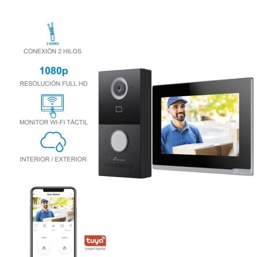 Nivian NVS-VIDEOINTERCOM-2W Full HD WiFi 7" Touchscreen Zwei-Wege-Audio IP65 Video-Gegensprechanlage