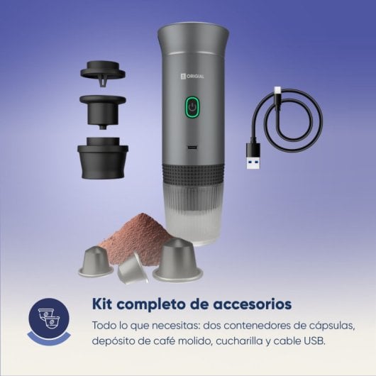 Origial BARISTAWAY GREY Cafetera Espresso portátil 3 en 1 Gris