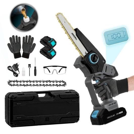 Akku-Kettensäge Cecotec MontanaForce 8000 Hand Brushless 8" 1100W 2x21V Digitalanzeige