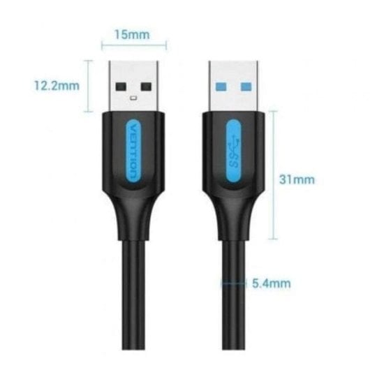 Cabo USB Vention CONBH USB-A macho 2m 5Gbps Preto blindado