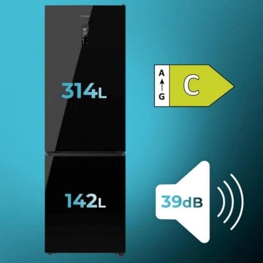 Frigorífico Combi Cecotec Bolero CoolMarket Total No Frost 201cm 456L C Cristal Negro