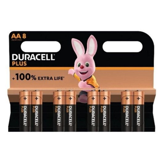 Batterie Duracell Plus DPBLR6B8 AA 1,5 V Alkali Hochleistung 8 Stück Schwarz Gold