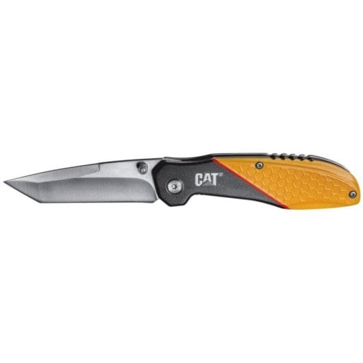 Navaja plegable CAT 106307 Acero Inoxidable Punta Tanto Mango Aluminio 17,8cm Negro/Amarillo