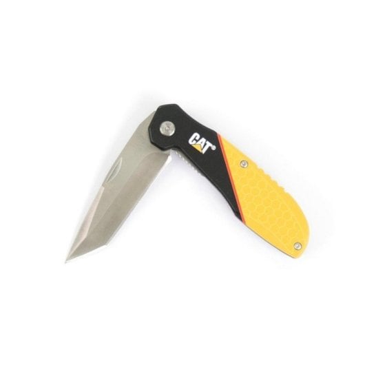 Navaja plegable CAT 106307 Acero Inoxidable Punta Tanto Mango Aluminio 17,8cm Negro/Amarillo